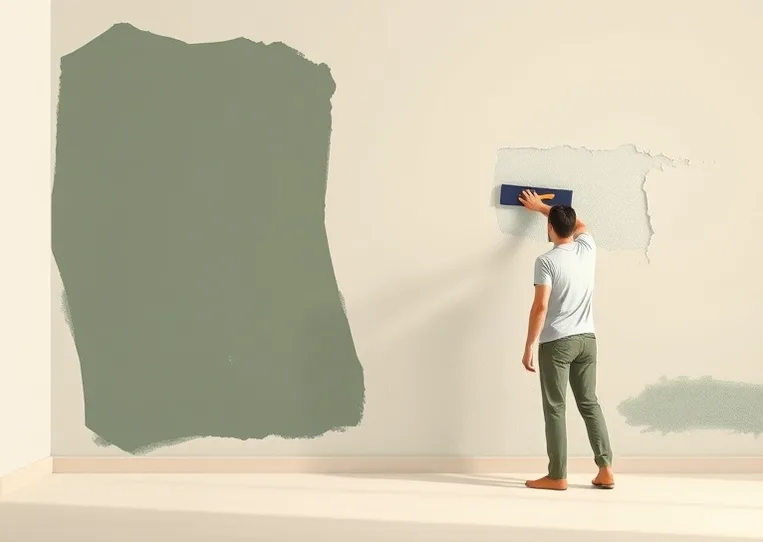 Application d'un enduit décoratif à la lisseuse sur un mur